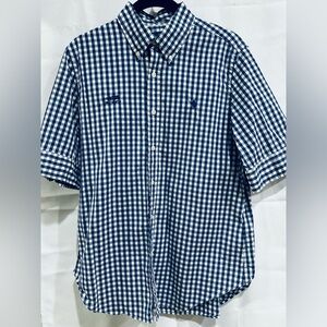 Ralph Lauren Blue and White Checkered Button Down Shirt Women’s size 10